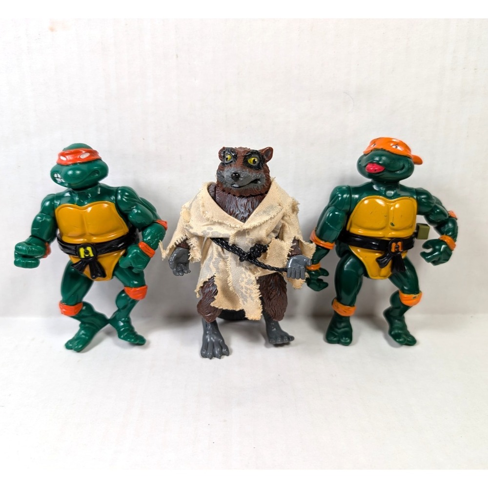 READ Vintage TMNT Figure lot of 3 Movie Master Splinter Michelangelo x2